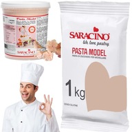 SARACINO CUKROVÁ PASTA, RUŽOVÁ BÉŽOVÁ, PLASTOVÁ POĽAVA NA OZDOBENIE TORTY 1 kg