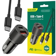 Nabíjačka do auta typu C+ USB QC3.0 USB-C kábel