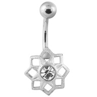 VERSIL piercing do pupka kvet 316 L oceľ + 925 SILVER