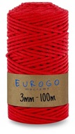 LINKA S JADROM PRE MACRAME, ČERVENÁ, 100m, 3mm