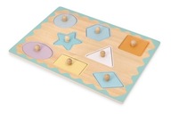 Adam Toys Drevené puzzle s rúčkami Shapes Puzzle pre bábätko