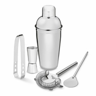 BARMANSKÝ SET NA NÁPOJE šejker 500ml, kliešte, odmerka, sitko, lyžica 20cm