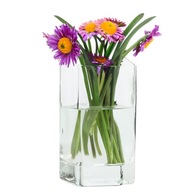 Váza na kvety, štvorcový sklenený svietnik, 15 cm, dekorácia, dekorácia