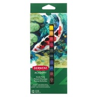 Sada akrylových farieb tuby Derwent 12ml 12 farieb