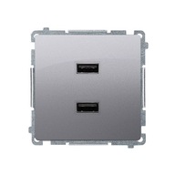 SIMON Nabíjačka 2xUSB (modul) 230V INOX metalíza.