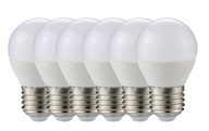 6x LED žiarovka E27 G45 7W guľa 620lm stud