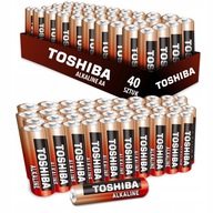 40x BATÉRIE ALKALICKÉ BATÉRIE TOSHIBA AA LR6 R6 SET