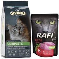 Divinus Cat Kompletné suché krmivo pre mačky 20 kg + RAFI sáčok 100 g