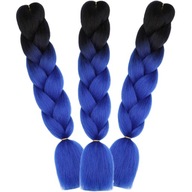 3x Ombre Blue syntetické vlasy na vrkoče