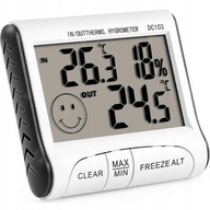 DIGITÁLNY TEPLOMER HYGROMETER METEOSTANICA LCD HODINY Snímač dátumu VLHKOSŤ