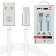 SWISSTEN USB nabíjací kábel USB-C 3.1 0,2m 3A