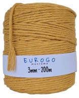 HORČIČNÁ BAVLNENÁ Šnúrka PRE MACRAME 200m 3mm