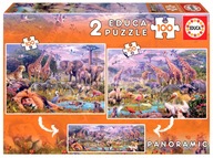 Educa Puzzle 2 x 100 Panoráma divokých zvierat