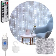 SVETELNÉ ZÁCLONOVÉ LAMPY OKENNÉ GARLANDOVÉ DRÔTY 300 LED 3x3m USB + DIAĽK.