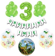 Set of DINOSAUR Balloons Dinosaurs 3 Birthday Name