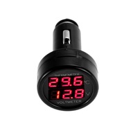 12V 24V digitálny autovoltmeter teplomer U