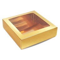 Zlatá ozdobná krabička s okienkom 155x155, 10 kusov