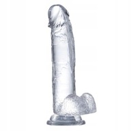 Dildo, penis 18 cm so semenníkmi na prísavke. Gél