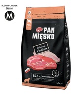 PAN MEAT Teľacie mäso s morčacím 3kg Chrumkavé suché krmivo pre psov M