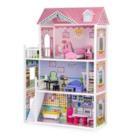XXL drevený domček pre bábiky s nábytkom ECOTOYS