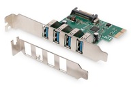 USB 3.0 radič DIGITUS PCIe, 4x USB 3.0, čipset