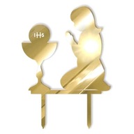 CAKE TOPPER plexi GOLD zrkadlo COMMUNION diev