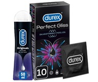 Durex Perfect Gliss kondómy 10 ks + gél