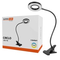 Stolová lampa LED Ring USB, 3 farby, s klipom SuperLED