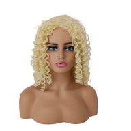 Svetlé blond afro kučery MATNÁ parochňa + čiapka ZDARMA