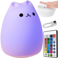 LED nočná lampa pre deti Cat RGB + USB diaľkové ovládanie