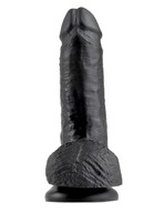 King Cock 7' Cock with Balls Čierne dildo s loptičkami, čierne, 18 cm