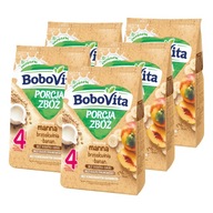 BoboVita Porcia obilnín Mliečna krupicová kaša broskyňovo-banánový SET 5x210g