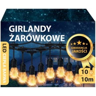 Záhradné girlandové svietidlá LED svietidlá 10M 10X LED žiarovky E27 NA BALKÓN