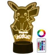 Podsvietená stolová lampa pre deti Pikachu Pokemon Go + diaľkové ovládanie