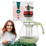 Altom Design Aroma sklenená kanvica s čajovým lúhom, zelená, 2,3 l