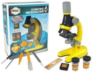 Mikroskop pre vedcov, vzdelávací set žltý 100x 400x 1200x - perfektný