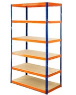 Kovová polica 213x100x45 6 3C modro-oranžová