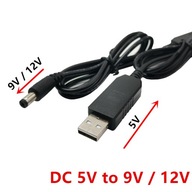 USB linka na zvýšenie napájania USB 5V až DC 9V / 12V Krok