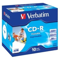 Verbatim CD-R, 43325, AZO široká atramentová tlač, 1