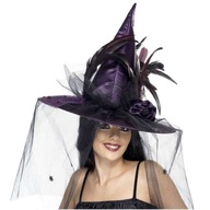 halloween HAT WITCH čarodejnica FIALOVÁ