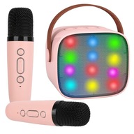 PRENOSNÁ BLUETOOTH KARAOKE SET + 2 MIKROFÓNY 90,4MM*65MM*75,5MM RUŽOVÁ