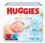 HUGGIES Extra Care Sensitive vlhčené obrúsky 168 ks