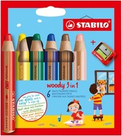 Sada pasteliek Woody 3v1 - Stabilo - 6 farieb