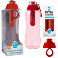 Filtračná fľaša na vodu s 3 filtrami, 0,3l, červená