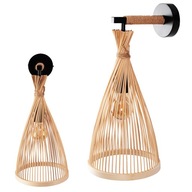 NÁSTENNÁ LAMPA BOHO RUSTIC BAMBUSOVÉ DREVO HNEDÁ BÉŽOVÁ STRUNKA