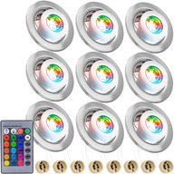 9x KOVOVÝ OCEL HALOGÉN LED STROPNÝ STRIEBORNÝ S FARBAMI? ?AR?WK? RGB LED