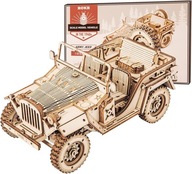 ROBOTIME DREVENÝ MODEL PUZZLE 3D VOJENSKÝ JEEP AUTO DIY POĽNÉ AUTO 369 ks.