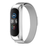 Náramok pre Xiaomi Mi Band 5/6 páskový oceľový náramok so strieborným magnetom