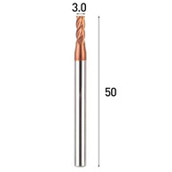 VHM tvrdokovová fréza 4p 3 mm stopka 4 mm TiAlN 55HRC CNC