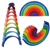 VEĽKÉ DREVENÉ FAREBNÉ RAINBOW PUZZZLE MONTESSORI